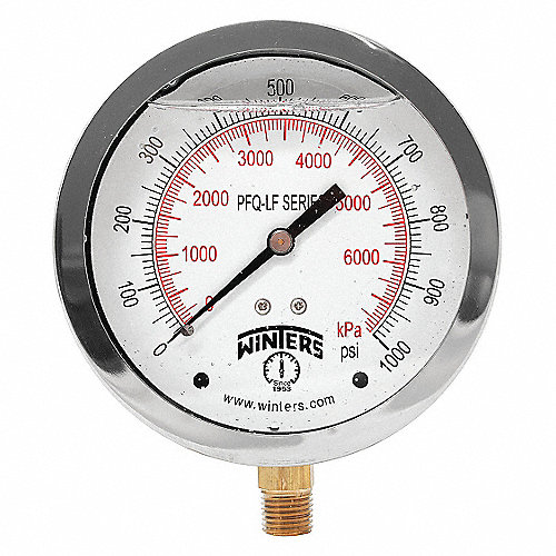 Manómetro Análogo, Caja Inoxidable, Internos en bronce, Glicerina, Caratula 2 1/2", CV 1/4" NPT, 0 - 5.000 PSI. 