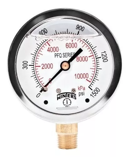 [MA-IB-21/2-CV1/4-0-10000] Manómetro Análogo, Caja Inoxidable, Internos en bronce, StabiliZR, Caratula 2 1/2", CV 1/4" NPT, 0 - 10.000 PSI. 