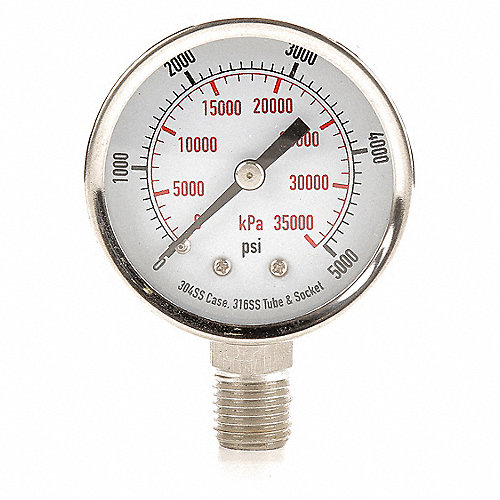 [MA-TI-21/2-CV1/4-0-5000] Manómetro Análogo, Total Inoxidable, Glicerina, Caratula 2 1/2", CV 1/4" NPT, 0 - 5.000 PSI.