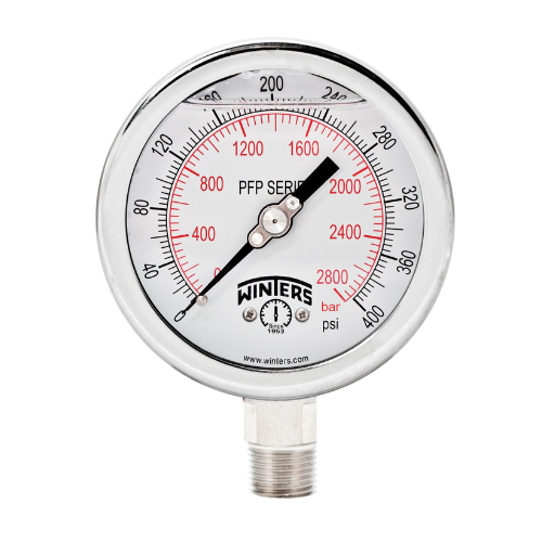 [MA-TI-4-CV1/2-0-200] Manómetro Análogo, Total Inoxidable, Glicerina, Recalibrable, Caratula 4", CV 1/2"NPT, 0-200 PSI.