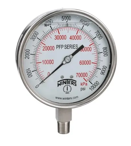 [MA-TI-4-CV1/2-0-10000] Manómetro Análogo, Total Inoxidable, Glicerina, Recalibrable, Caratula 4", CV 1/2"NPT, 0-10.000 PSI.